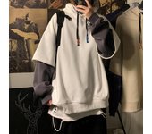Sudadera de dos piezas con capucha para hombre, estilo hip hop, de moda, para otoño e invierno, de gran tamaño, estilo urbano. M negro