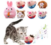 Juguete interactivo de peluche de cerdo para mascotas, pelota saltarina recargable por USB para entretenimiento de perros y gatos.