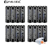 PALO 16 Uds AA batería NI-MH 3000mah 1,2 V batería recargable 2A batería para linterna Led batería PALO negro