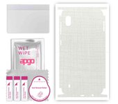 apgo Protective Skin Sticker for the back+sides compatible with Samsung Galaxy A10, Full Wrap Film, Foil, Vinyl - Pattern White Fabric