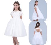 Vestido de niña de flores para dama de honor, boda, desfile, fiesta, princesa, comunión, vestido de baile de encaje vintage 1-2 Years