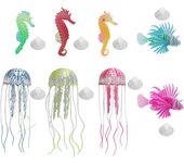 8 piezas luminosas para decoración de acuario, medusas flotantes artificiales, caballito de mar para pecera.