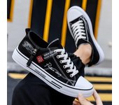 Zapatos casuales, zapatos de lona para hombres, zapatillas deportivas para hombres, zapatos deportivos transpirables para hombres, zapatos de tela negros, zapatos de tendencia con letras para hombres, zapatillas deportivas de corte bajo 39 negro