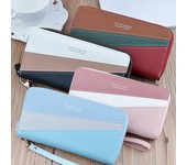 Bolso de las mujeres que empalme los teléfonos Bolso Tarjetero con cremalleras Bolso de la cartera de la moda color rosa
