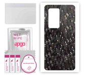apgo Protective Skin Sticker for the back compatible with Huawei P40 Pro Plus, Wrap Film, Foil, Vinyl - Pattern Carbon Black Pixel