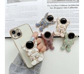 Soporte plegable para teléfono móvil con astronauta chapado en 3D, pegatina emergente para iPad, soporte para teléfonos inteligentes, soporte perezoso, soporte estable Ring holder color rosa