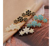 Exquisitos pendientes de circón con flores para mujer, pendientes geométricos de estrella de acero inoxidable, regalos de joyería para fiesta de cumpleaños y Navidad