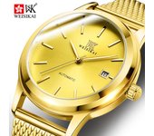 WEISIKAI Relojes 149A para hombre, camiseta nueva de marca, reloj de lujo para hombre con caja, calendario luminoso resistente al agua, relojes mecánicos automáticos para hombre negro