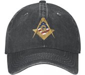American USA Compass Masonic Freemason Lavado de agua Cola de caballo Gorra de béisbol Snapback Sombreros de vaquero Gorra masónica Casqueta de verano One Size