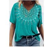 Camiseta XL-7XL de talla grande para mujer, camisetas de manga corta con cuello en V, camiseta informal para parejas con estampado Floral 3D, camisetas para amantes del verano XL