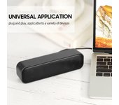 Mini altavoz de ordenador con cable USB, altavoz estéreo de escritorio, decodificación de Audio, reproductor de doble canal, barra de sonido negro