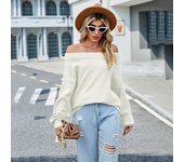 Otoño e Invierno Suéter de Mujer Un Hombro Prendas de Punto de Color Sólido Suéter Suelto de Gran Tamaño S negro