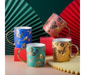 Taza creativa de elemento chino, taza de agua de cerámica chapada en oro, taza de café, taza para leche, taza de té de la tarde rojo