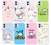 Funda KT75 Pochacco para Samsung A04, A14, A23, A34, A54, M23, M33, M52, M53, Realme 10, 9, C30S, C35, C55, VIVO Y02S, Y21, Y33S, Y51, X80 Pro, transparente Tecno Camon 17 Pro arlequín