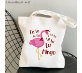 Mujer Shopper bag Flamingo beach por favor Kawaii Bag Harajuku Shopping Canvas Shopper Bag girl handbag Tote Shoulder Lady Bag 24*26cm