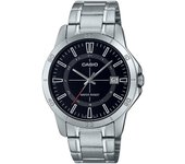 Reloj Casio estándar analógico de acero inoxidable con esfera negra y cuarzo MTP-V004D-1C para hombre negro