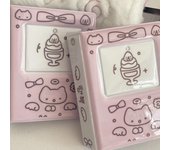 Álbum de fotos de gato con grafiti rosa y morado, minicuaderno de tarjetas pequeño, bonito álbum de Kpop, carpeta de tarjetas