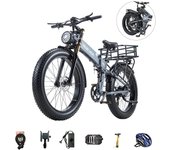 BURCHDA R5PRO 1500W50KM/H Bicicleta de montaña eléctrica plegable de 26 pulgadas 48V20AH Litio Fatbike Bicicleta eléctrica para adultos Motocicleta 26*4.0 inches gris