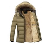 Parkas de lana gruesas y cálidas de invierno para hombre, chaqueta tipo parka con cuello de piel y capucha impermeable, abrigo informal de moda de otoño XL negro