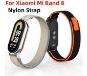 Correa de nailon para Xiaomi Mi Band 8, pulsera de repuesto con partículas de cabeza de Metal, correa para Xiaomi Miband 8 Mi Band 8 For Mi Band 8/8NFC negro