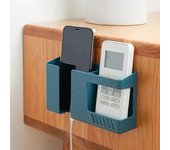 1 caja de almacenamiento de pared multifunción, organizador sin perforaciones, control remoto de TV, soporte de carga para enchufe de teléfono móvil DIY 1PCS azul