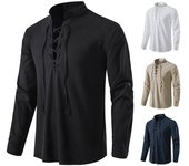 Disfraz de caballero Medieval renacentista de alta calidad, disfraz de Cosplay de hombres, camisa informal PirateJO XXXL blanco