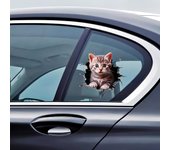 Adhesivo duradero con diseño de gato en 3D para parachoques de ventanas, bonito diseño para carrocería de coche, resistente a arañazos, para motocicletas, coches y ordenadores portátiles 13x14CM