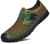 Zapatos de malla de verano para hombre, zapatillas de deporte de talla grande, calzado ligero y transpirable para caminar, zapatos informales cómodos sin cordones para hombre 38 azul