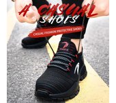 Zapatos de trabajo a la moda para hombres y mujeres, botas de seguridad con puntera de acero, zapatos deportivos antigolpes y antipinchazos estándar europeo, zapatos de seguridad 36 negro