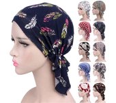 Gorro para mujer, bufanda, gorro estampado musulmán, gorro para quimioterapia contra el cáncer, gorro turbante, gorro envolvente para la cabeza 9