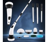 Cepillos de cerdas, esponjas y telas, herramienta de limpieza de cocina, cepillo de limpieza eléctrico portátil, cepillo de bañera, cepillo de baño, herramientas de limpieza 8 en 1 White