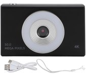 Cámara digital para niños con luz de relleno 4K HD Retro CCD con zoom de 8X para estudiantes, adolescentes, niños, niñas y personas mayores negro