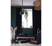 Lot de 2 rideaux ajustables + 8 anneaux pince  César  140 x 270 cm Velours de Coton - César Minuit
