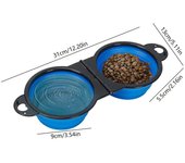 Cuenco doble plegable portátil para perros 2 en 1, comedero para mascotas, cuencos para perros, cuenco de alimentación para perros y gatos para viajes al aire libre, comida lenta rojo