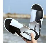 Zapatillas de hombre, chanclas de verano, sandalias blancas antideslizantes de suela gruesa, zapatos de playa planos, zapatillas para hombre, chanclas de ducha con punta abierta 38 marrón