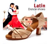 Zapatos de baile latino profesionales para mujer, zapatos de baile de salón para Salsa, tacón medio interior de 5cm 34 marrón