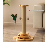 Juguete para gatos, plato giratorio de madera maciza, divertidos palos para gatos, tablero rascador de sisal duradero, suministros para gatos, columna de agarre para gatos