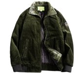 Chaqueta de algodón de color sólido para hombre, chaqueta de terciopelo de invierno, chaqueta de pana informal, parka, chaquetas de moda coreana M caqui