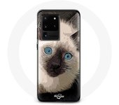Coque pour Samsung Galaxy S20 Ultra Chat Siamois Noir et blanc aux Yeux Bleus