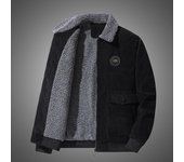 Nuevas chaquetas gruesas y cálidas de lana para invierno, abrigo de pana con Cuello de piel a la moda para hombre, prendas de vestir de otoño, chaqueta informal militar para hombre M caqui