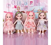 Mini muñeca articulada movible de 17CM para niñas, juguete 3D con ojos grandes, trajes completos de princesa, colección de vestidos, regalo para niños