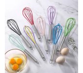 Batidor de huevos y batidor de acero inoxidable con mango de silicona, herramienta para hornear