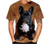 Camiseta con estampado 3D de Bulldog Francés para hombre y mujer, Tops informales de verano, ropa holgada de manga corta con cuello redondo S