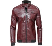 Nueva chaqueta de cuero sintético con cuello alto para jóvenes, para motocicleta, para hombre, informal, para hombre M