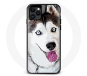Coque Iphone 11 pro max Husky Noir Blanc Yeux bleu