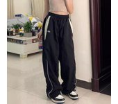 Pantalones cargo para mujer, ropa de calle, pantalones de hip hop, pantalones de pierna ancha, pantalones deportivos tipo paracaídas, ropa técnica, pantalones de chándal de gran tamaño 2XL negro