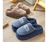 Zapatillas de felpa cálidas con letras de invierno para mujer y hombre, zapatos de algodón de pelo de cordero suaves para interiores, zapatos casuales antideslizantes de suela plana para el hogar 38-39 gris