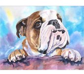 Mosaico redondo completo 5d pintura de diamante Bulldog Inglés Diy bordado de diamantes 20X30CM