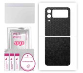 apgo Protective Skin Sticker for the back compatible with Samsung Galaxy Z Flip4, Wrap Film, Foil, Vinyl - Pattern Black Honeycomb
