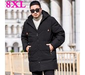 Chaqueta de plumón para hombre, chaqueta de invierno cálida con capucha, informal, gruesa y resistente al viento XXXXXXXXL negro